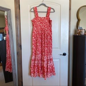 Red/Orange Ruffle Maxi Dress